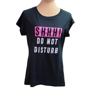 Wound up women's black  graphic tea"Shhh do not disturb"